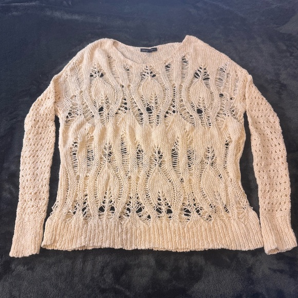 AMERICAN EAGLE OUTFITTERS WOMENS CREAM CROCHET SWEATER SIZE - M - Picture 3 of 11